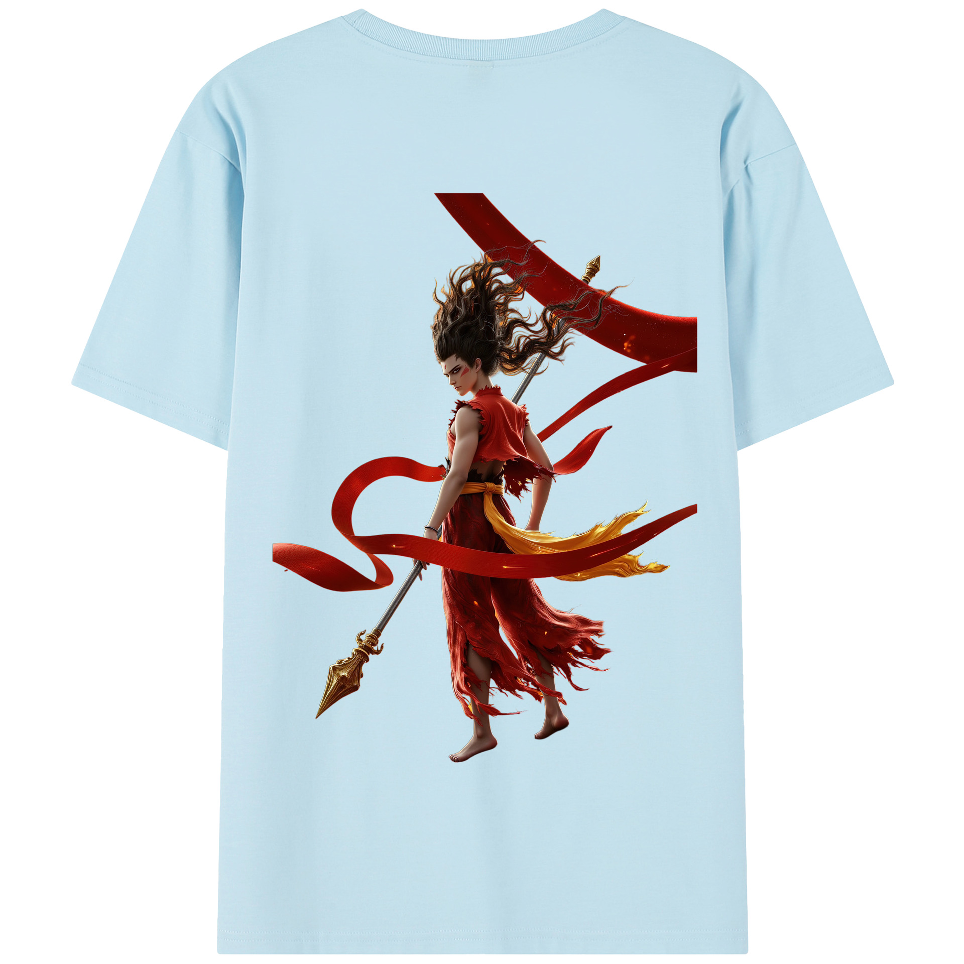 （画像用） Ne Zha 2 ナタ 魔童の大暴れ 綿100％半袖Tシャツ（背面プリント）